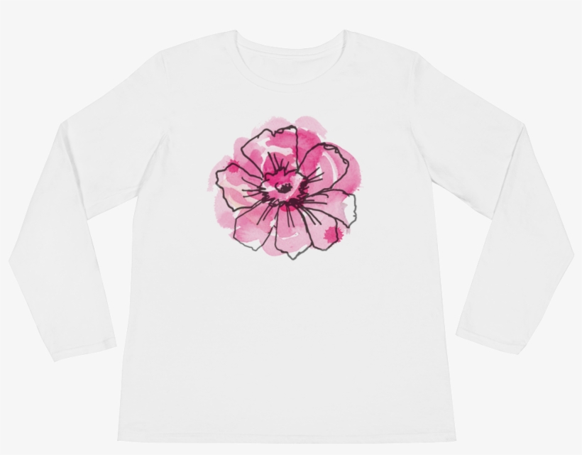 Black Anemone & Pink Watercolor Ladies Long Sleeve - Hibiscus, transparent png #680877