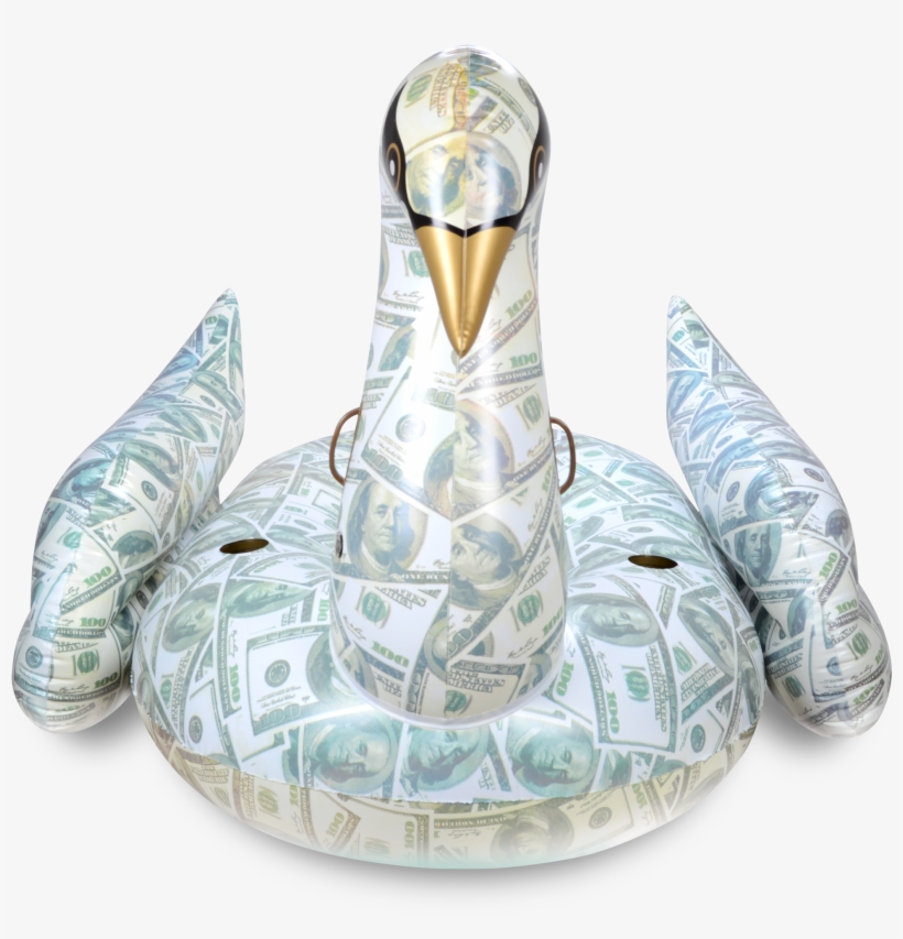 Hundred Dollar Bill Pattern Swan Pool Float, transparent png #681671