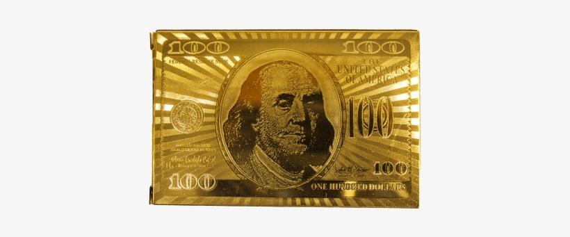 Gold Coloured Playing Cards With $100 Note Design - Coin, transparent png #682036