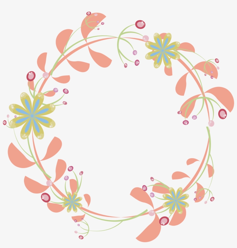 Wedding Invitation Border Flowers - Pink Flower Circle Png, transparent png #682150