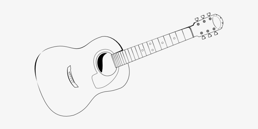 Guitar Drawings Stencil Clipart Freeuse Stock - Acoustic Guitar Outline, transparent png #684139