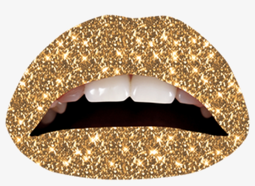 Pin Lips Gold Kiss Lipstick Mouth Red Teeth Hd Wallpaper - Violent Lips Temporary Lip Appliques, Gold Glitteratti,, transparent png #684587