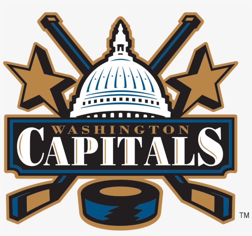Two Hockey Sticks Crossed Behind The Image Of The United - Capitals Logos, transparent png #686155