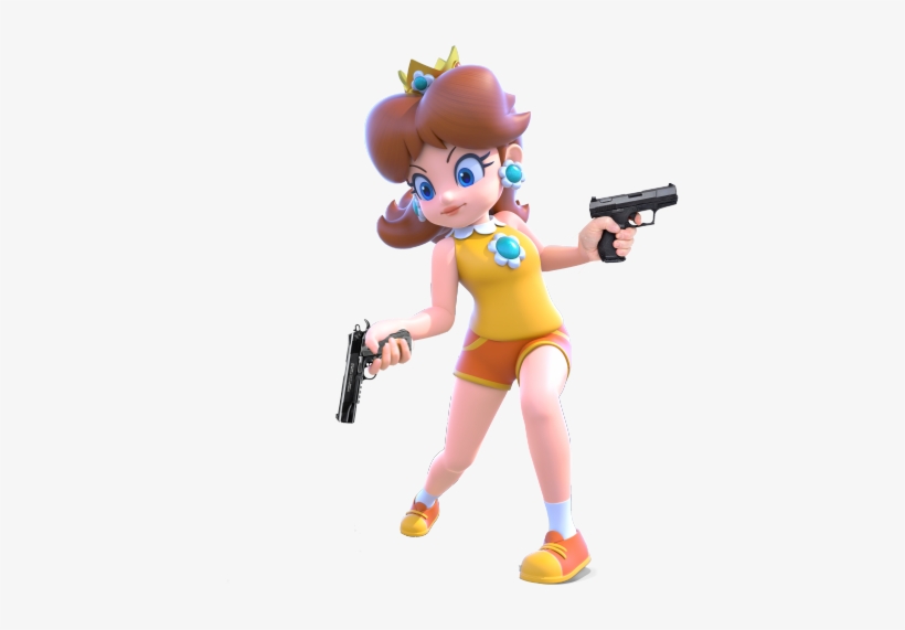 Daisy But With A Gun - Daisy Mario Tennis Ace, transparent png #686951