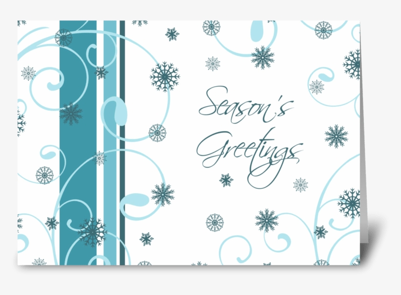 Season's Greetings Teal White Snowflakes Greeting Card - Christmas Eve Birthday Cards, transparent png #689118