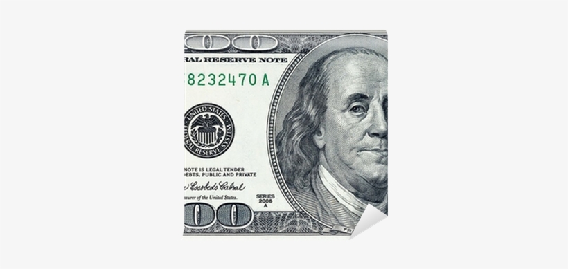 One Hundred Dollars Bill Fragment Wall Mural • Pixers® - Benjamin Franklin, transparent png #689183
