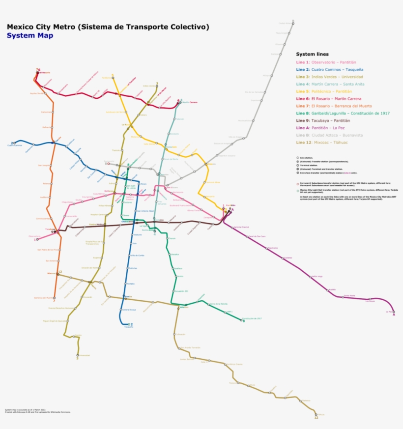 Mexico City Metro System Map, transparent png #6802173