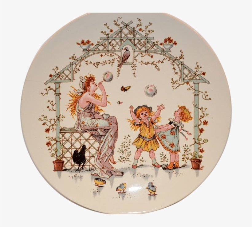 Adorable French Faience Story Plate Plaque Young, transparent png #6818861