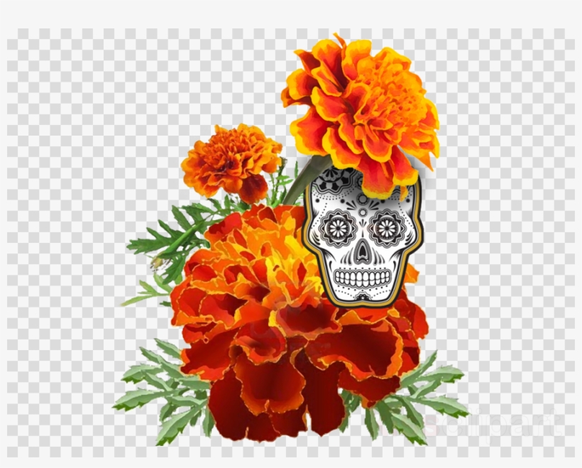 Dia De Los Muertos Skull Clipart Calavera Mexican Marigold, transparent png #6830168
