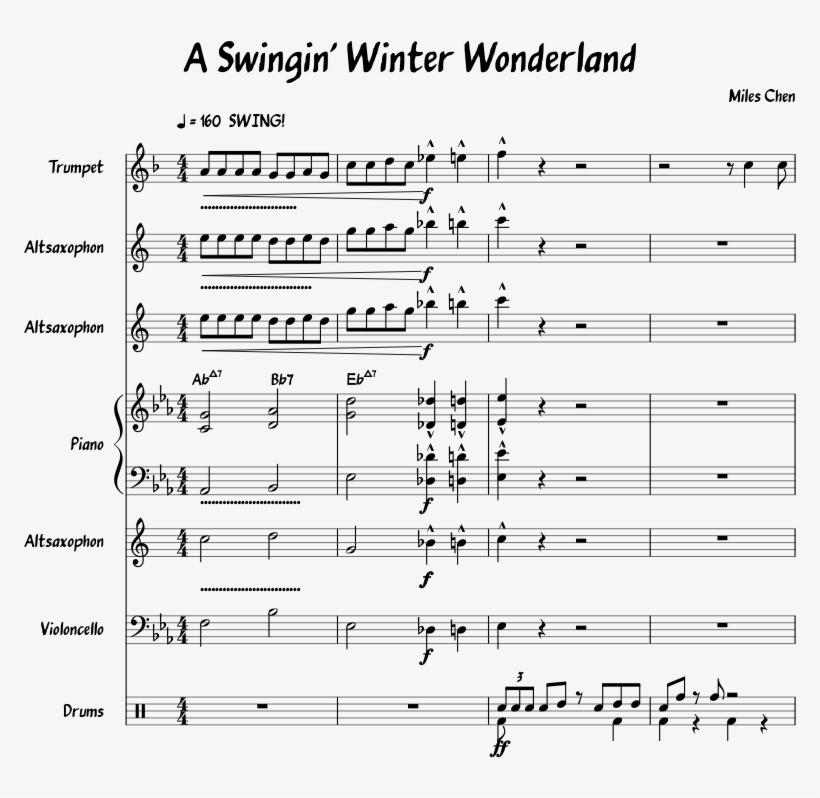 A Swingin Winter Wonderland 3 Altos Sheet Music For, transparent png #6831077