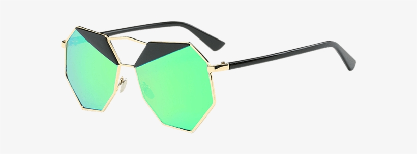 Metal Crossbar Mirrored Irregular Polygon Sunglasses, transparent png #6833400