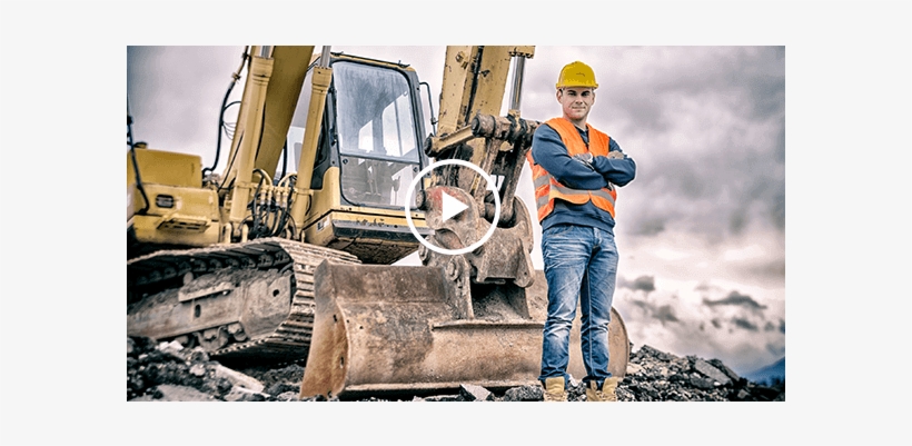 Construction Worker In Front Of Excavator, transparent png #6834951