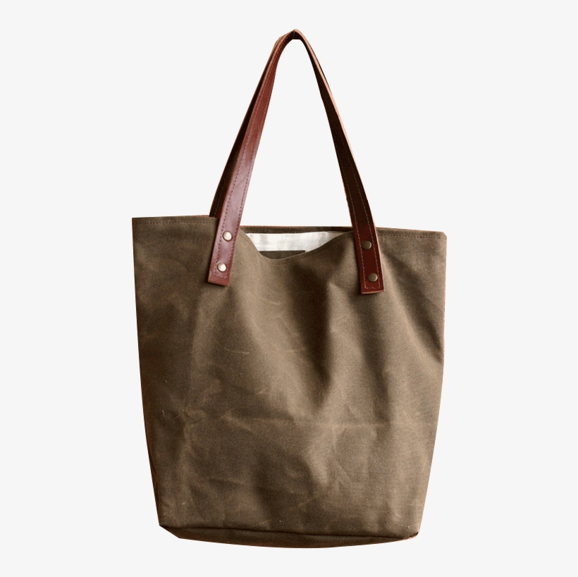 High Quality Smooth Canvas Tote With Leather Straps, transparent png #6842926