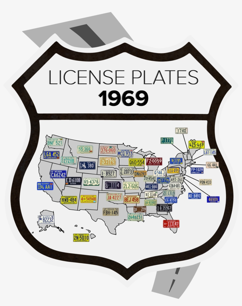 1969 License Plate Map, transparent png #6843286
