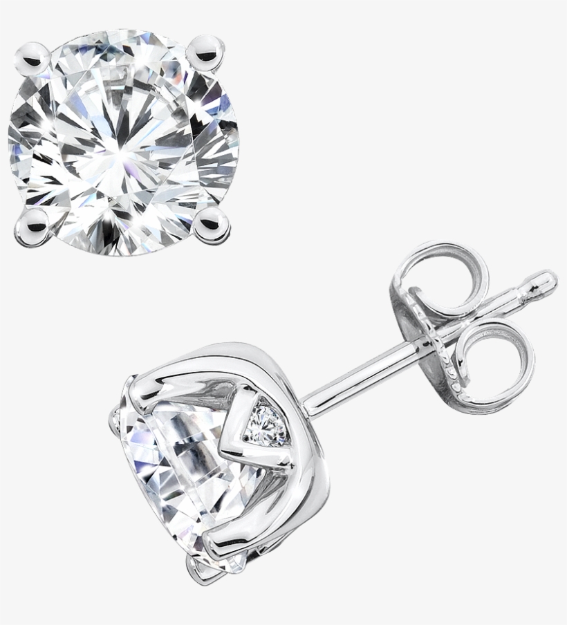 Diamond Solitaire Studs In 14k White Gold With Platinum, transparent png #6845477