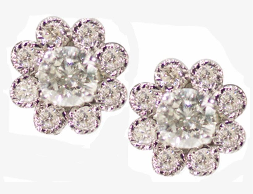 "flower Stud W Millgrain Details", transparent png #6845695