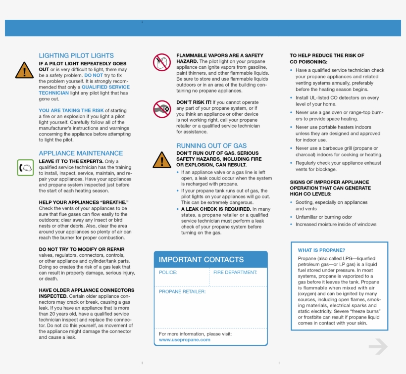 Important Propane Safety Information For You & Your, transparent png #6847127