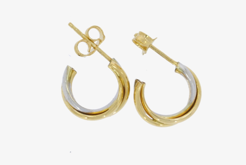 9ct White & Yellow Gold Hoop Earrings, transparent png #6852320