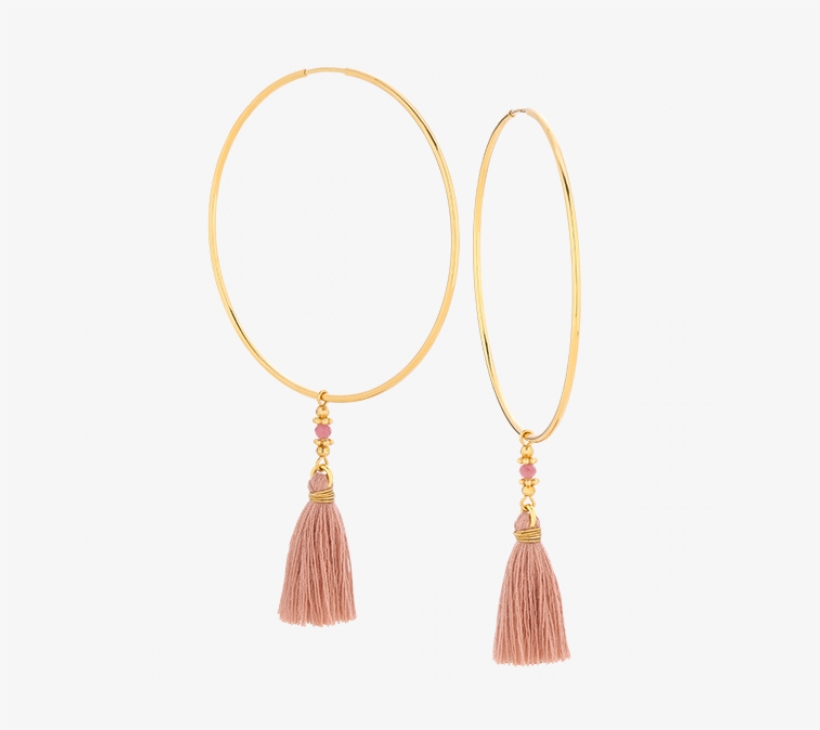 Hoop Earrings With Pink Tassels, transparent png #6852499