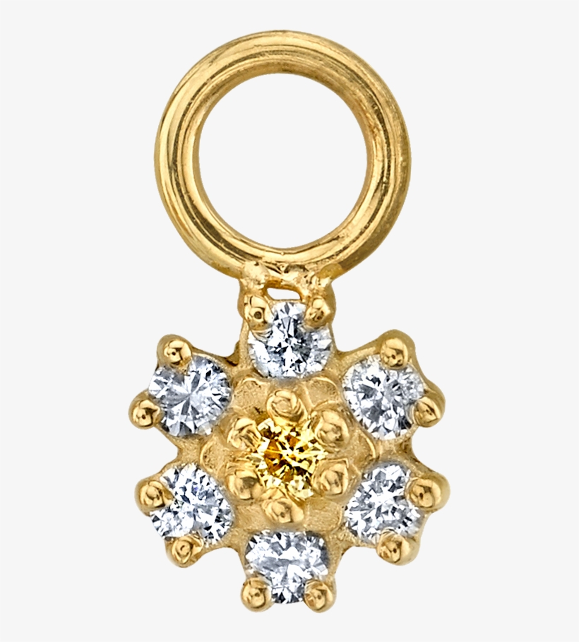 Diamond Flower Hoop Earring Charm, transparent png #6852555