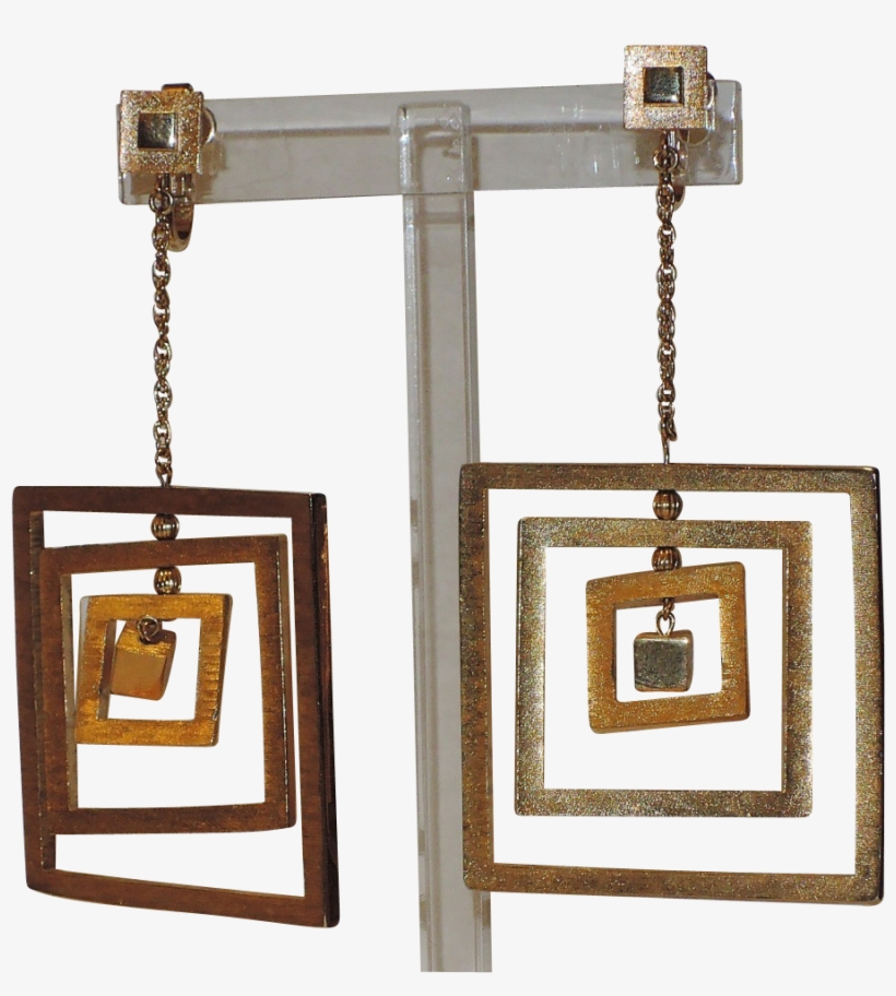 Trifari 1966 Ear Gear Square Mobile Earrings ~ Magazine, transparent png #6853288