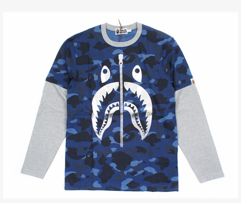 A Bathing Ape "bape Color Camo Shark" Long Sleeve T-shirt, transparent png #6855969