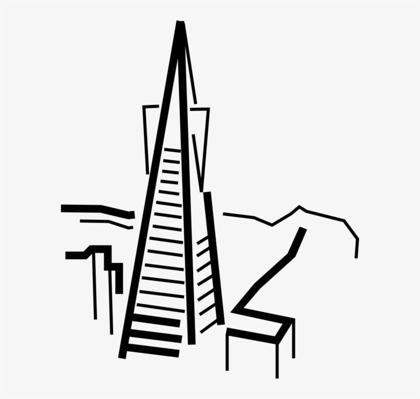 Vector Illustration Of Transamerica Pyramid Skyscraper, transparent png #6858152