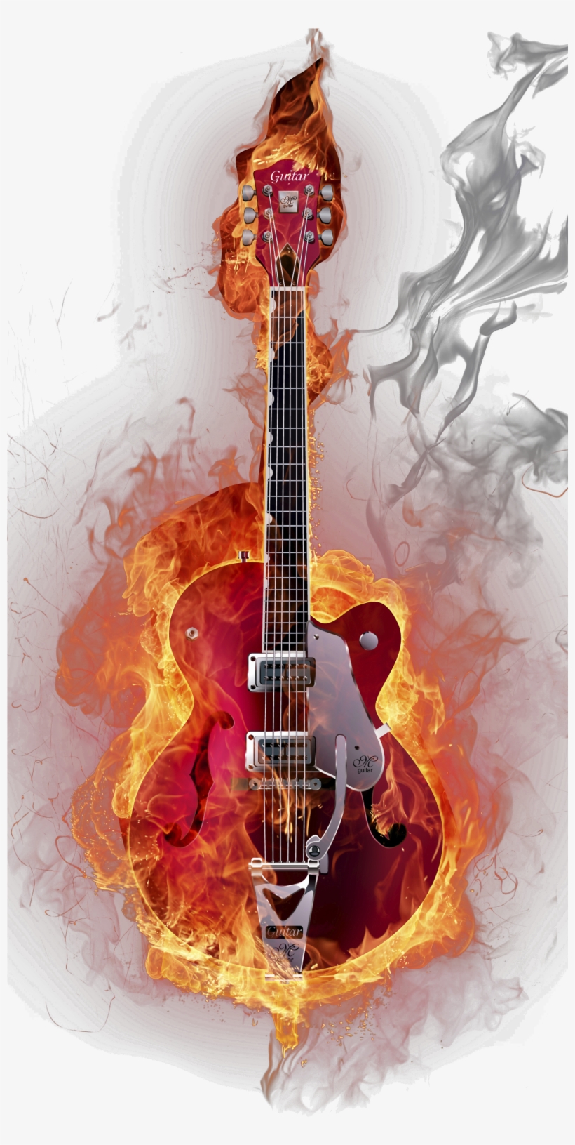 Guitar Feux Musical Visual Flame Free Downloads, transparent png #6864122