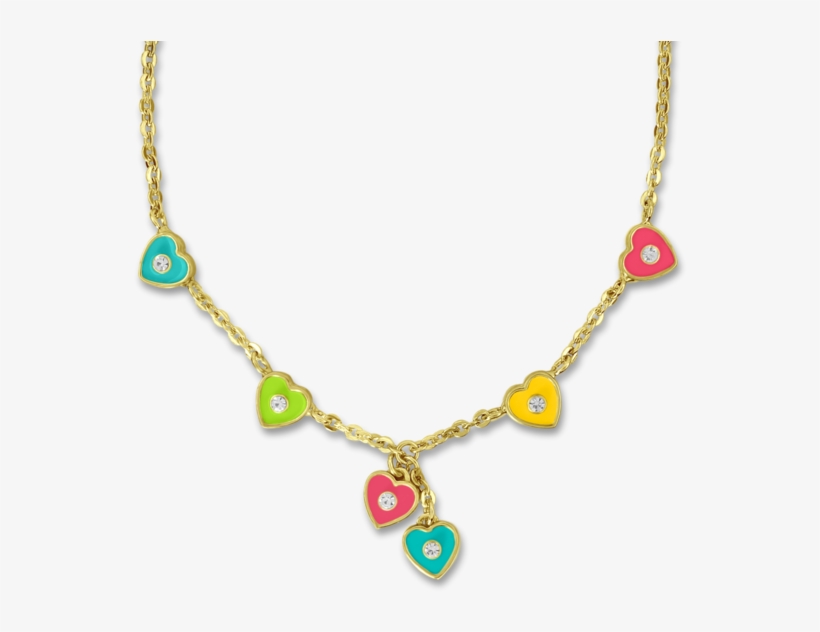 Pink And Purple Hearts Necklace Girls Necklace, transparent png #6869308