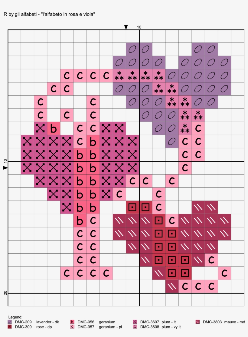 Pink And Purple Hearts Alphabet Cross Stitch Patterns, transparent png #6869369