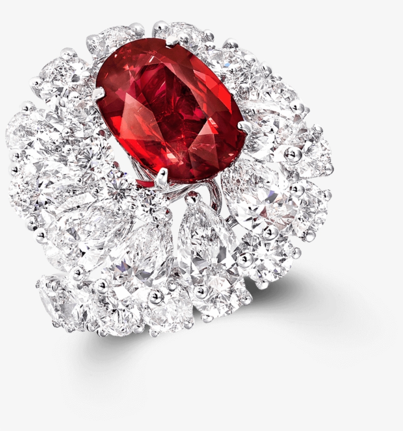 A Graff Ruby And Diamond Ring Featuring A Oval Shape, transparent png #6871784