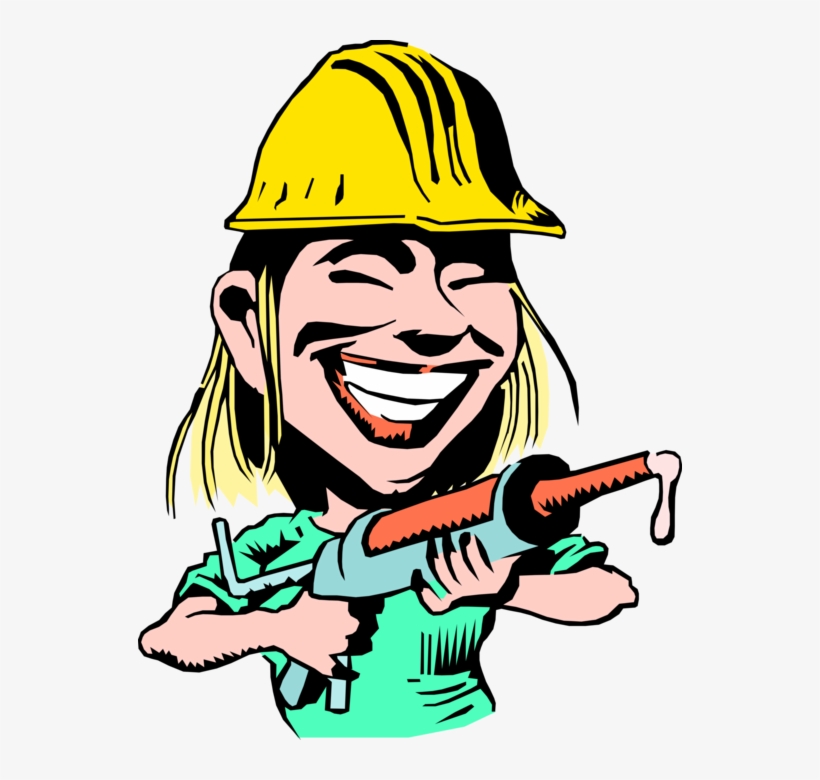 Vector Illustration Of Female Construction Worker With, transparent png #6872089