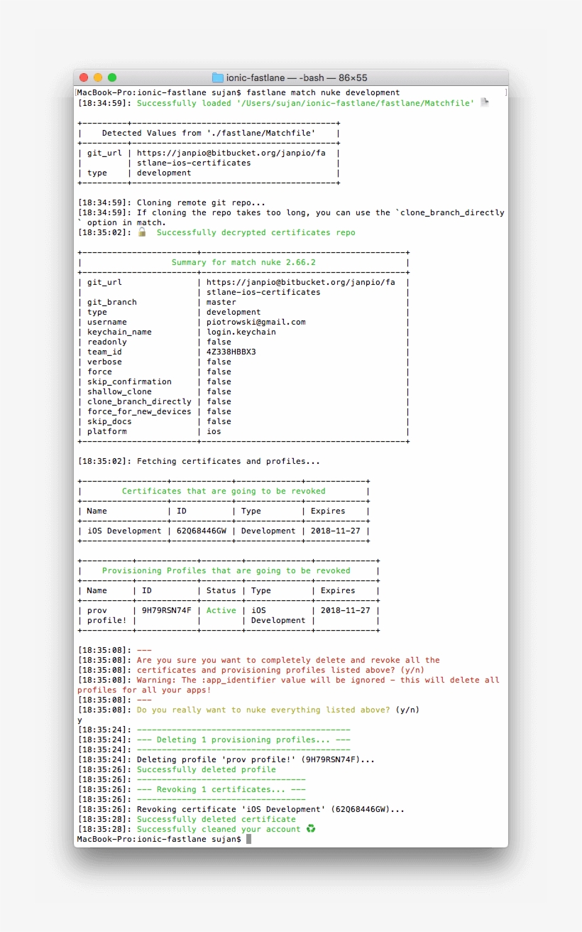`fastlane Match Nuke Development` Output, transparent png #6875258