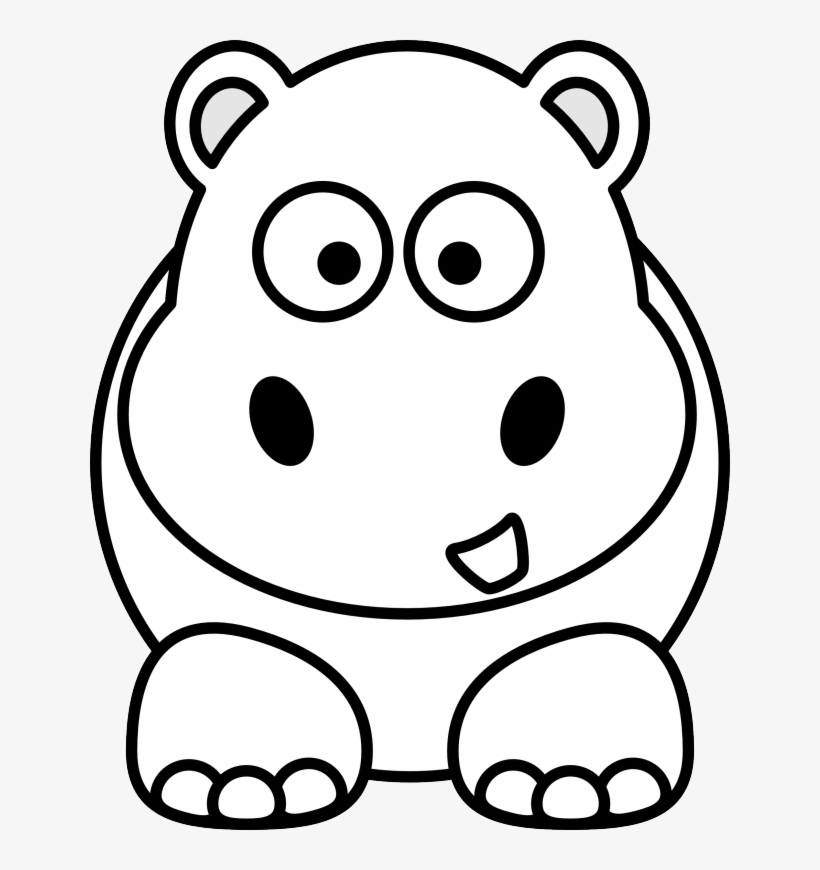 Hippo Black White Line Art Christmas Xmas Stuffed Animal - Free Transparent  PNG Download - PNGkey
