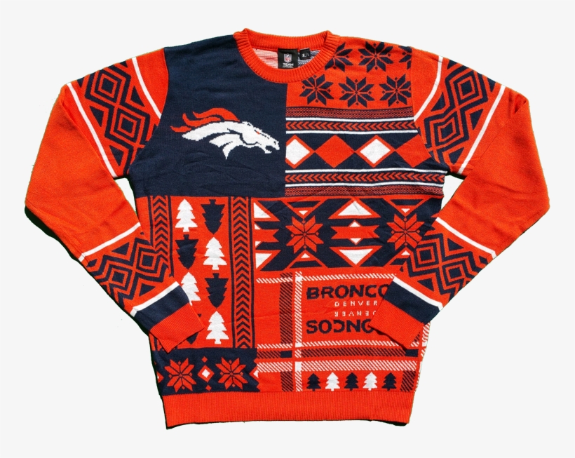 Denver Broncos Patchwork Nfl Ugly Christmas Sweater, transparent png #6878139
