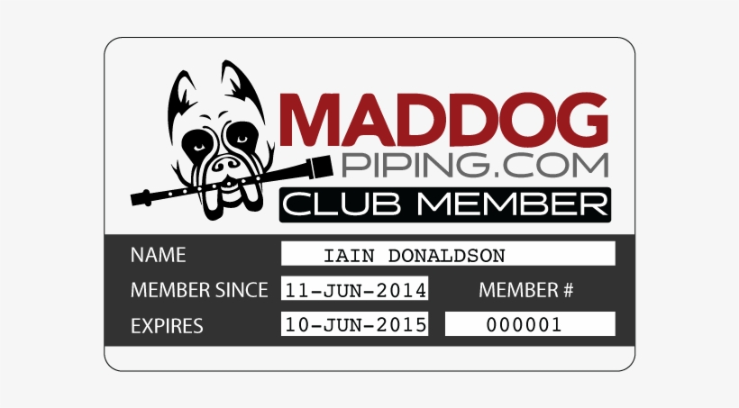 Maddog Piping Membership Card, transparent png #6885526