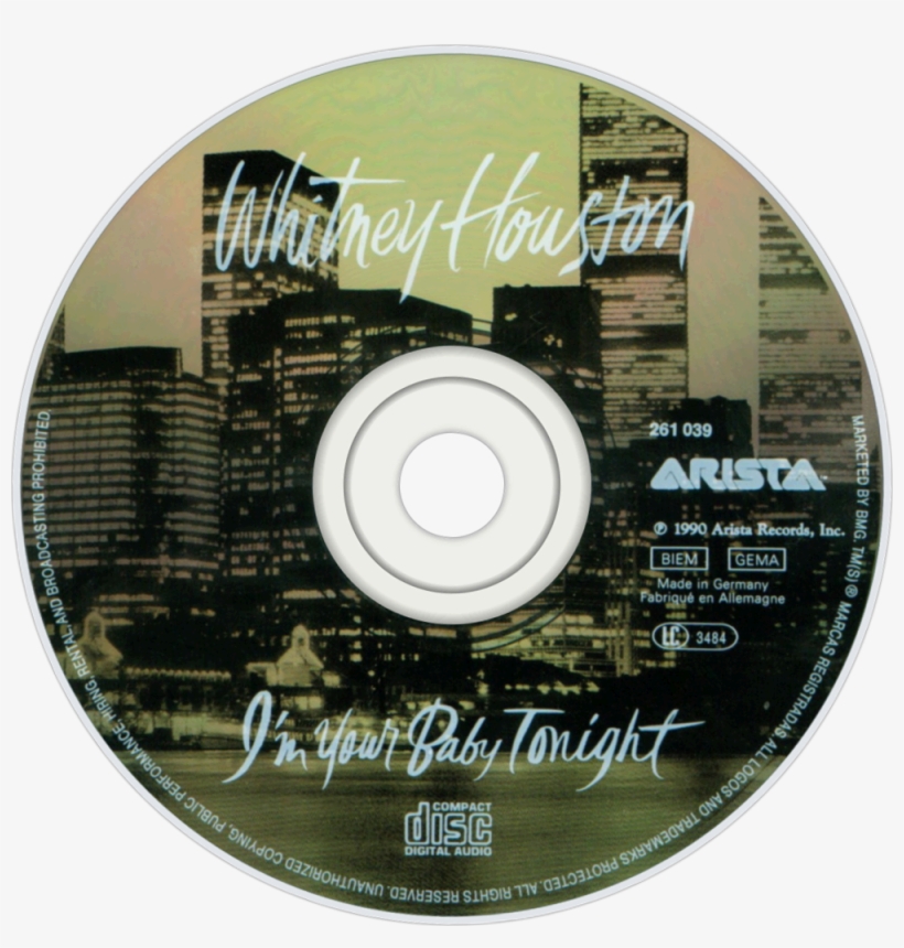 Whitney Houston I'm Your Baby Tonight Cd Disc Image, transparent png #6893079