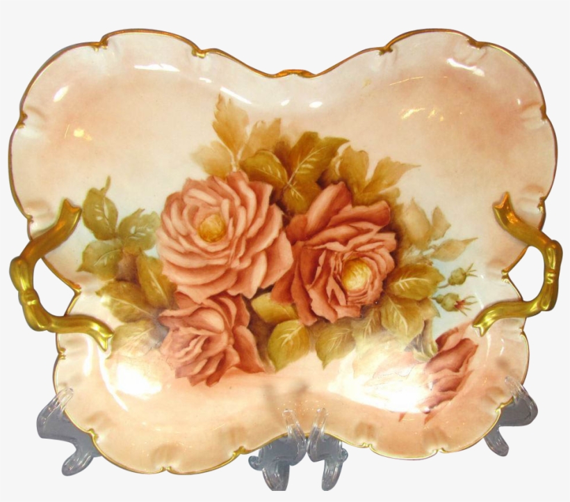 Dresser Tray Butterfly Shape Hand Painted Signed, transparent png #6895421