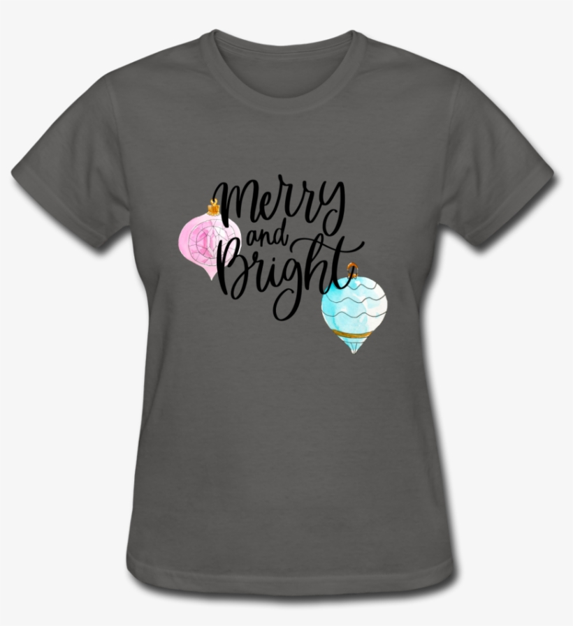 Merry & Bright Watercolor Ornaments Women T-shirt, transparent png #6897027