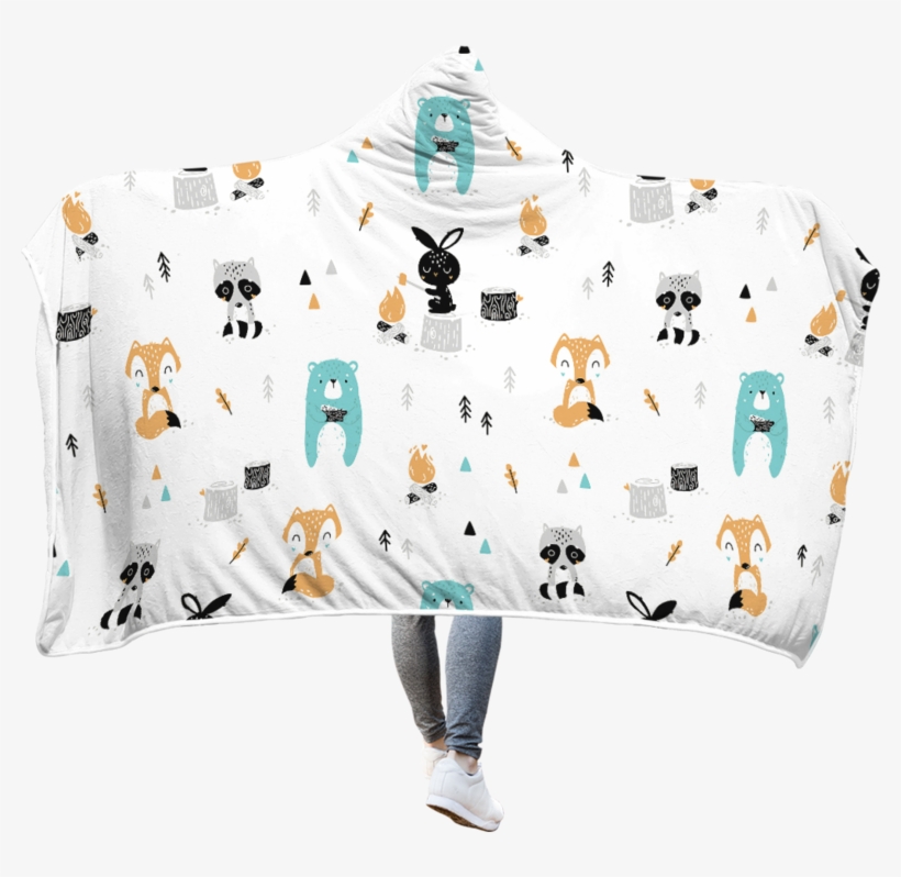 3d Happy Animals In The Forest Full-print Hooded Blanket, transparent png #6898610