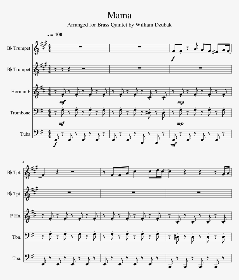 Sheet Music Made By William Dzubak For 5 Parts - Ecoute Ton Dieu T Appelle, transparent png #691075