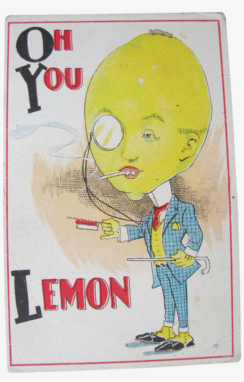 Post Card Comical Dressed Fruit Lemon Unused - Fruit, transparent png #691126