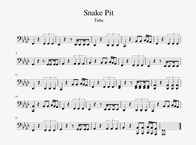 Snake Pit Sheet Music For Tuba Musescore - 24k Magic Alto Sax Sheet Music, transparent png #692088