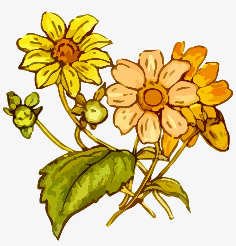 Wildflowers Drawing The Best 2 - Yellow Flower Drawing Png, transparent png #693214