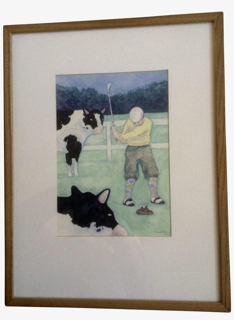 Jonathan Heath, Golf Pro The Cow Pie Play Though Original - Watercolor Painting, transparent png #694794