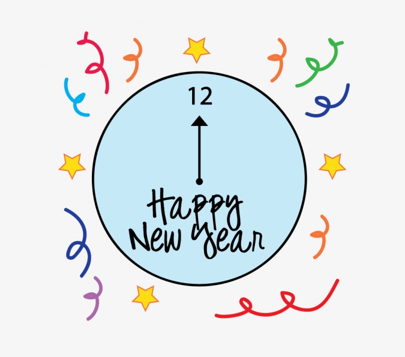 Happy New Year Coloring Pages - New Year Clock Clipart, transparent png #696820