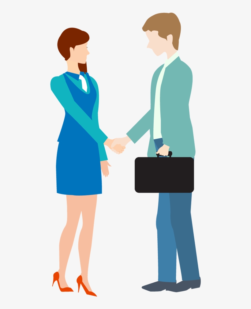 Cartoon Business Man And Woman Shake Hand - Free Clip Art Business Handshake, transparent png #696891