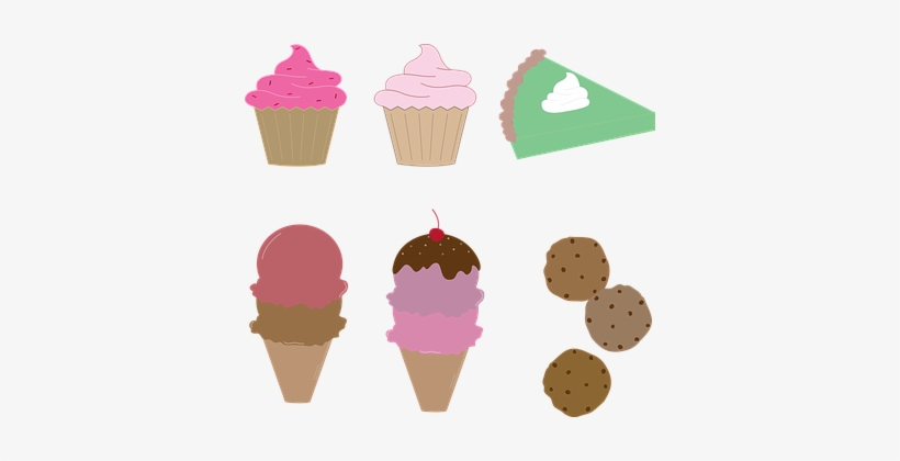 Cupcake Pie Ice Cream Cookies Dessert Food - Ice Cream And Cookies Clipart, transparent png #697956