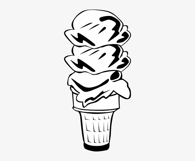 Ice Cream Cone (b And W) Png Images, transparent png #698045