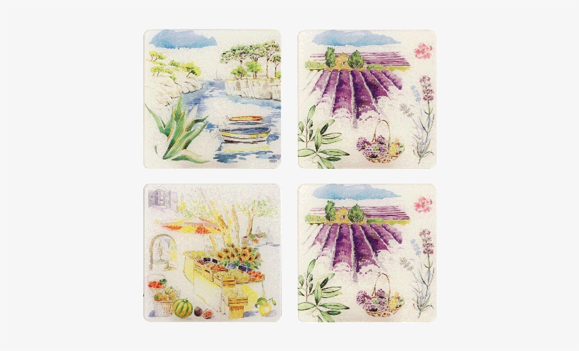 4 Acrylic Coasters - Gien Provence Acrylic Glass Coasters, Set Of 4, transparent png #698649